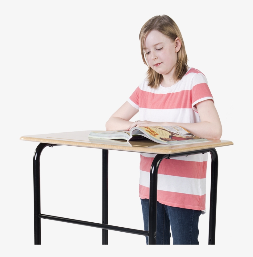 Kid Standing At A Orginal Standing Desk - Standing Child Desk, transparent png #2889793