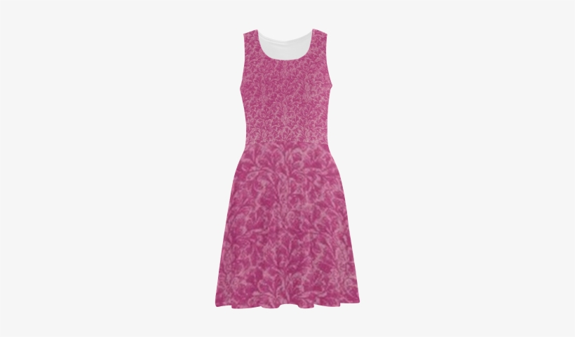 Vintage Floral Lace Leaf Fuchsia Pink Atalanta Sundress - Day Dress, transparent png #2891907