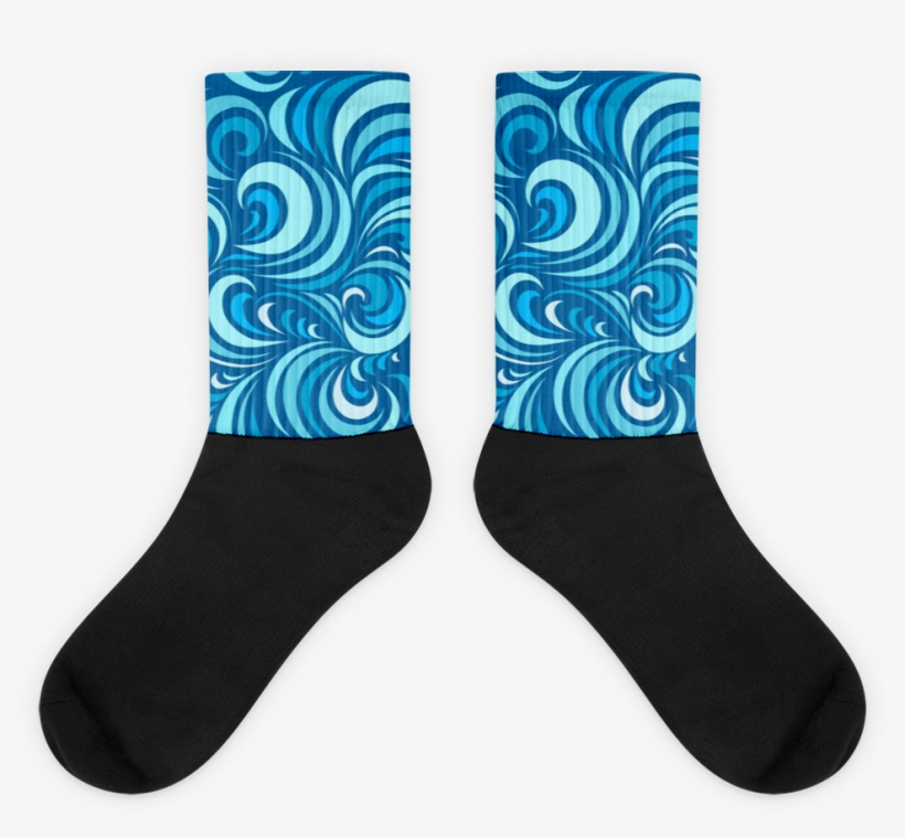 Chocolate Ancestor, Llc- Blue Swirl Black Foot Socks - Sock, transparent png #2891973