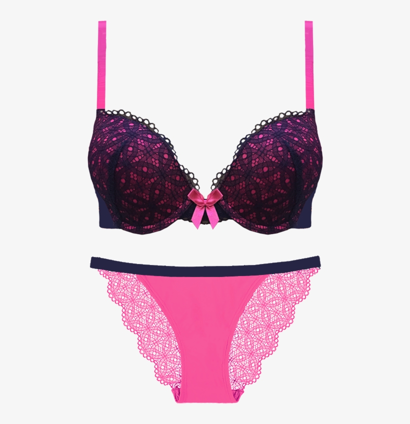 Edition Lace Navy & Pink Set Sett01 3000navypink - Bra, transparent png #2892347