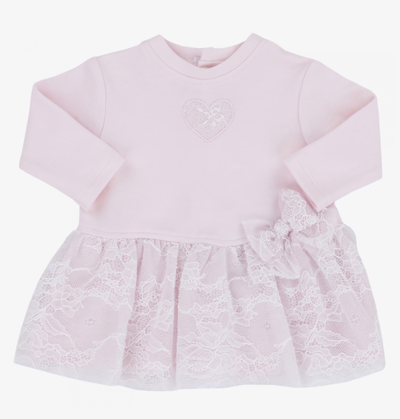 Pink Dress In Chenille And Lace - T-shirt, transparent png #2892372