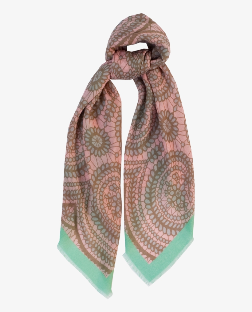 Image Of Lace Pink Mint Wool - Scarf, transparent png #2892581