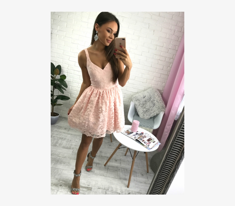 Lovely Pink Lace Homecoming Dresses, Cheap Homecoming - Dress, transparent png #2892648