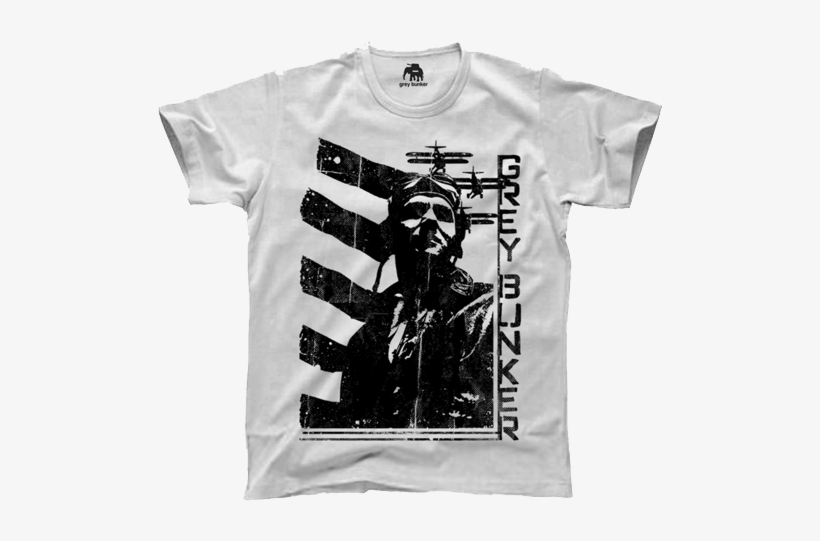 Grey Bunker White Aviator T Shirt - Monochrome, transparent png #2892781