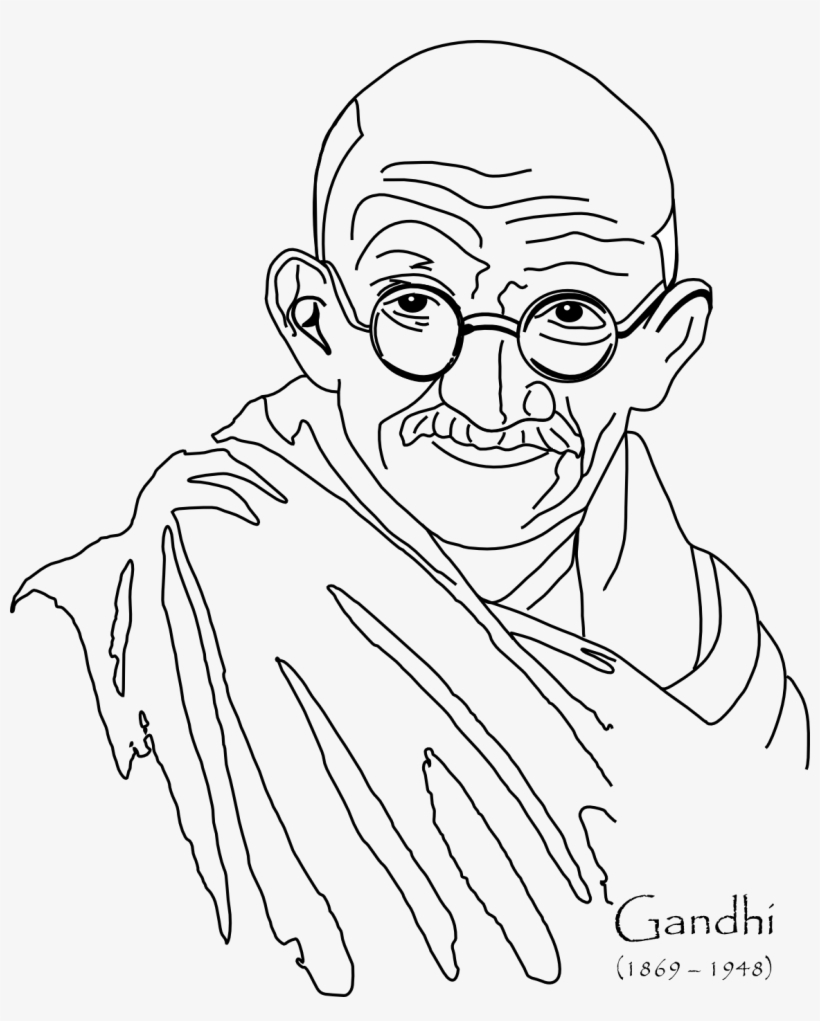 Dibujo De Gandhi - Mahatma Gandhi Para Colorear, transparent png #2893723