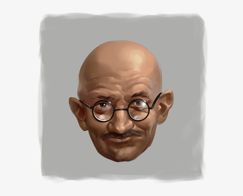 Mahatma Gandhi Digital Painting Portrait - Painting, transparent png #2894370