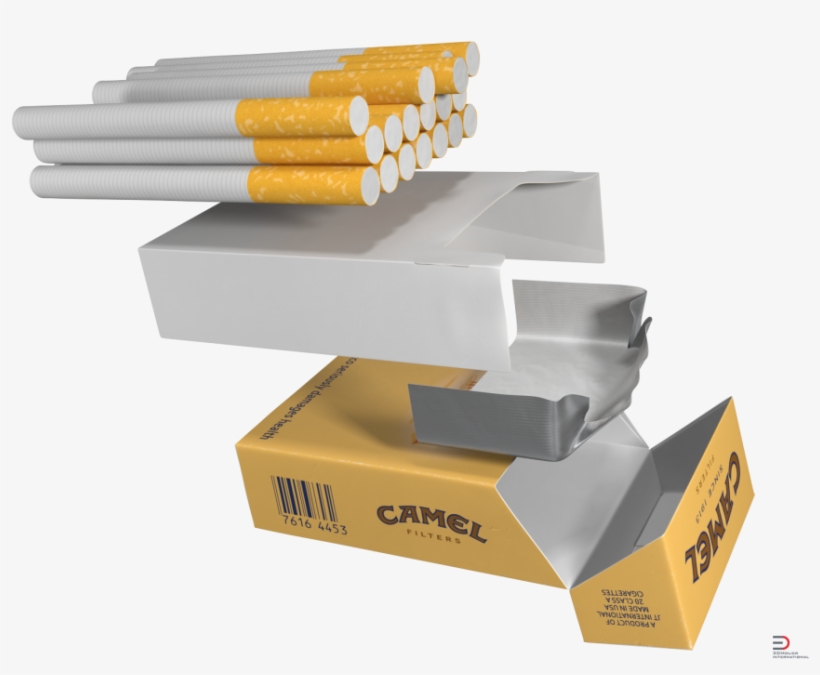 2 Opened Cigarettes Pack Camel Royalty-free 3d Model - Cigarette Pack, transparent png #2894488