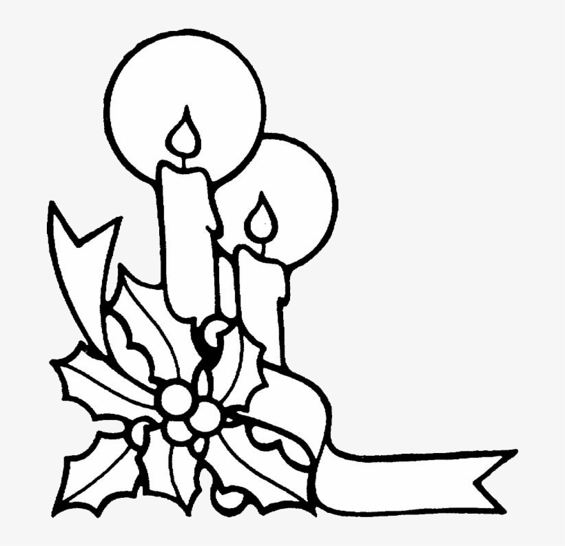 Christmas Mistletoe Coloring Pages Candles - Christmas Candles To Colour, transparent png #2896133