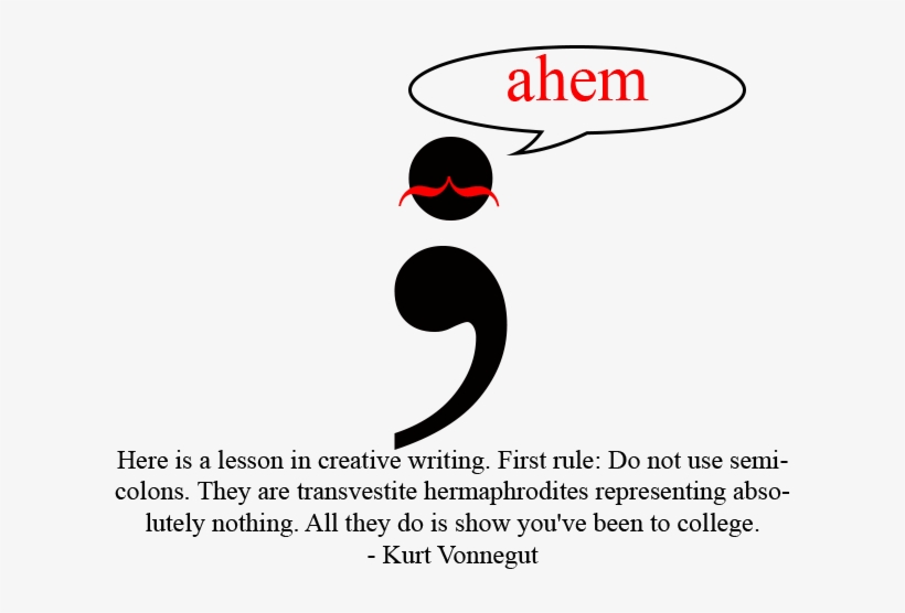 A Semicolon With A Mustache - Semicolon, transparent png #2896356