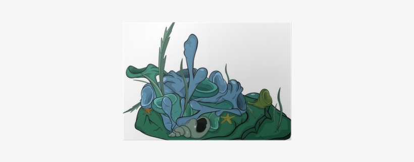 Sea Bottom With Seaweed Plants And A Cockleshell - Seaweed Cartoon, transparent png #2898318