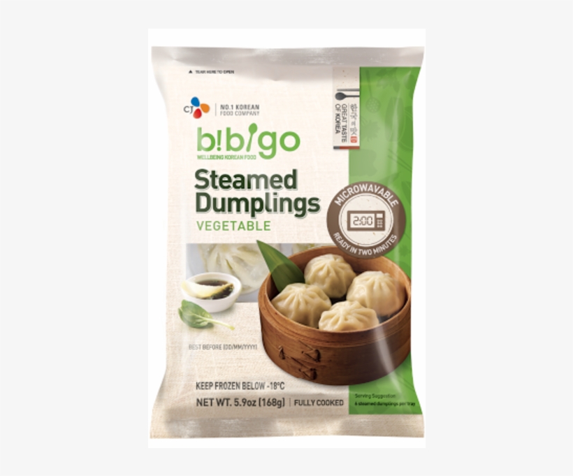 Bibigo Veggie Steamed Dumplings - Cj Bibigo Cooked White Rice 210g, transparent png #2899468