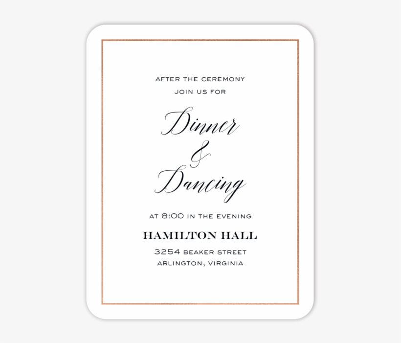 Boxed Blooms Foil Pressed Reception Card - Calligraphy, transparent png #290751