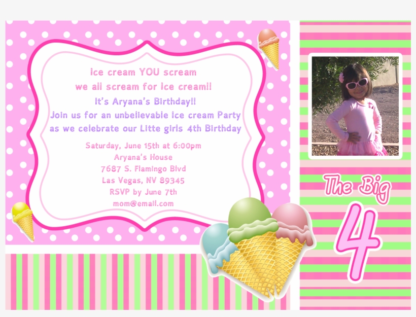 Triple Scoop Ice Cream Invitations Ice Cream Invitations - Ice Cream, transparent png #291434