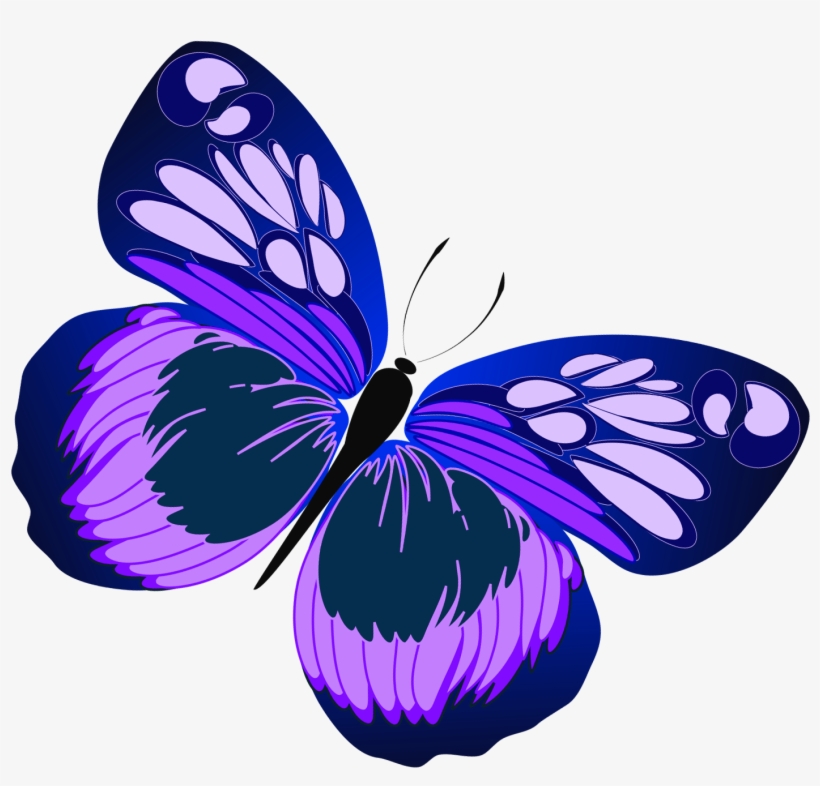Purple Rose Clipart Real Butterfly - Purple Butterfly Clip Art, transparent png #293561