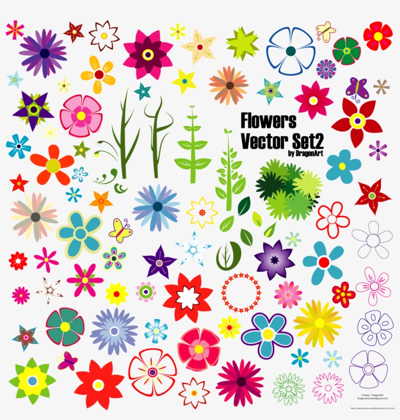 Flowers Vector Set 2 Free Download - Flower Vector, transparent png #293868