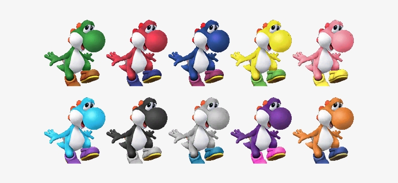 Yoshi's Alternate Costumes In Pm - All Yoshi Colors - Free Transparent ...