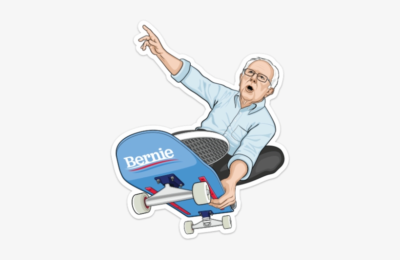 This Bernie Sanders Sticker - Bernie Sanders Riding A Skateboard, transparent png #295062