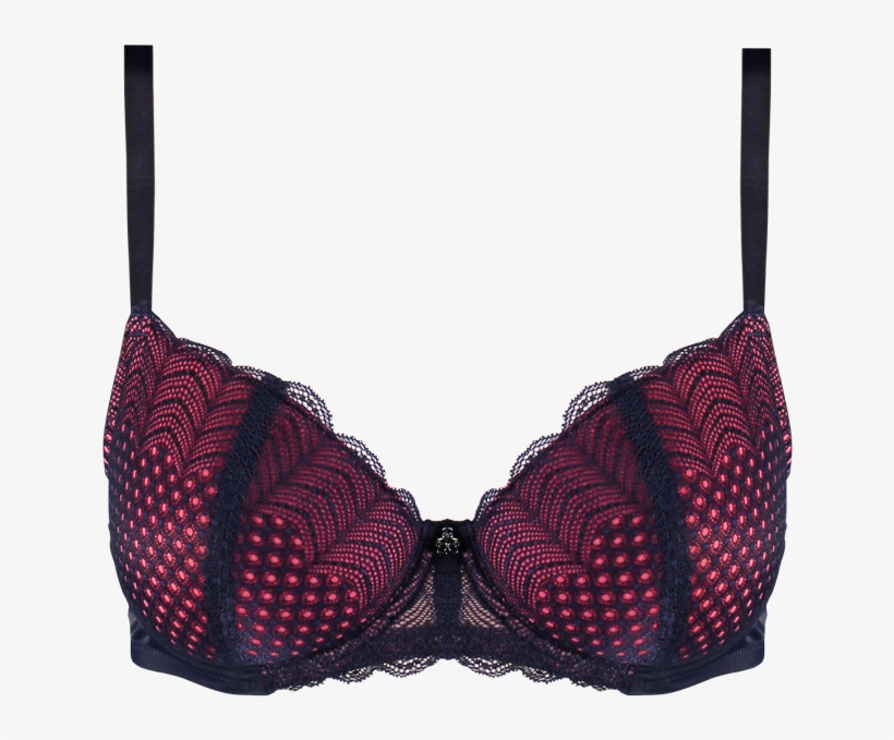 Curvylicious Spot Navy/coral - Bra, transparent png #295364