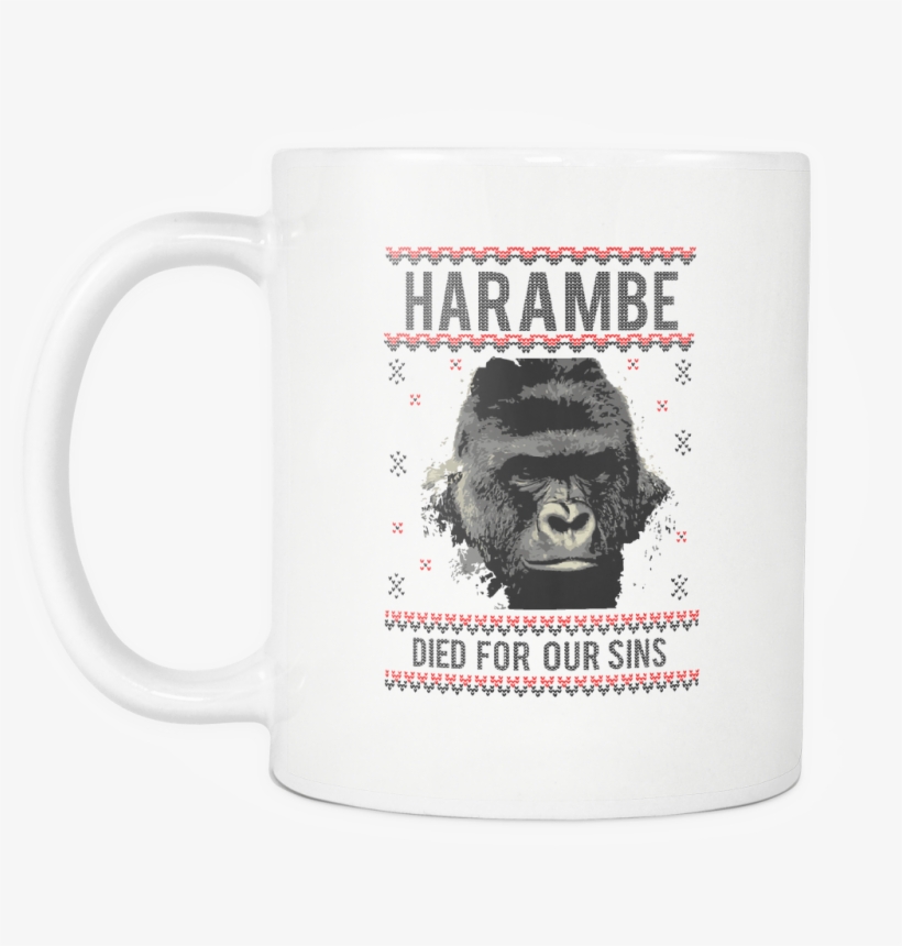 Harambe Died For Our Sins Ugly Christmas Sweater White - Harambe, transparent png #296065