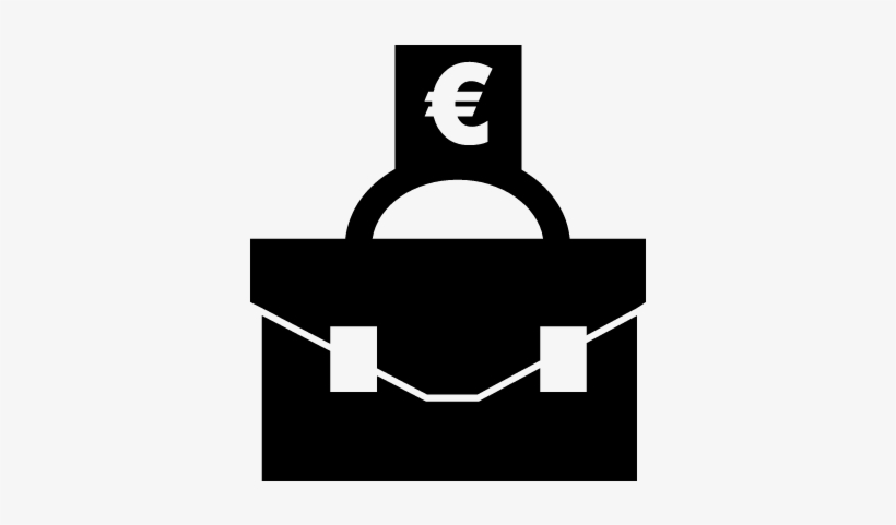 Briefcase With Euro Money Sign Vector - Euro Geld Teken, transparent png #296346