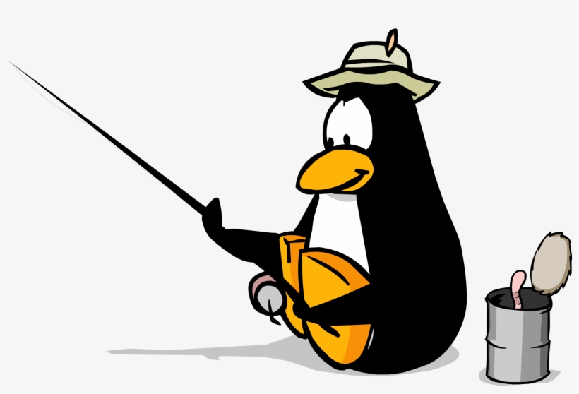 Ice Fishing Dark Black Penguin - Club Penguin Fishing, transparent png #296666