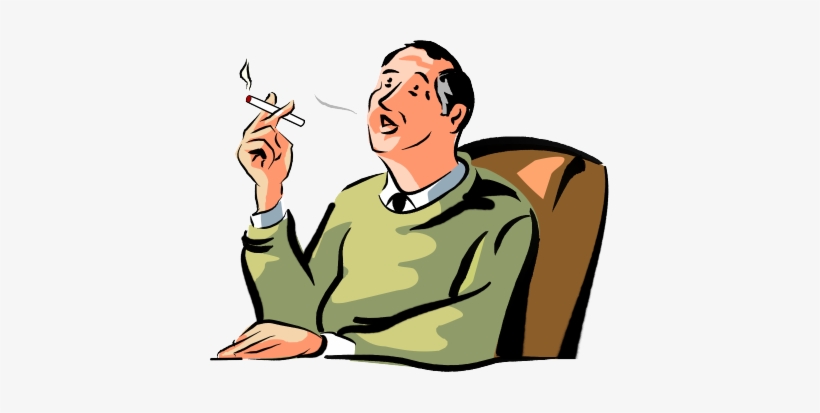 Man Smoking At Desk Cartoon - Cigarette Smoking Cartoon Png, transparent png #296999