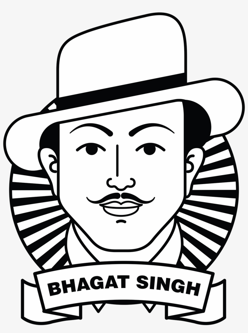 Bhagat Singh Printed T Shirt Online - Bhagat Singh Cartoon Drawing, transparent png #297194