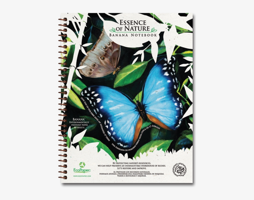 Blue Butterfly Recycled Organic Banana Paper Notebook - Butterfly, transparent png #299071