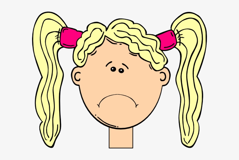 Sad Girl Clip Art At Clker - Sad Girl Face Cartoon, transparent png #299544