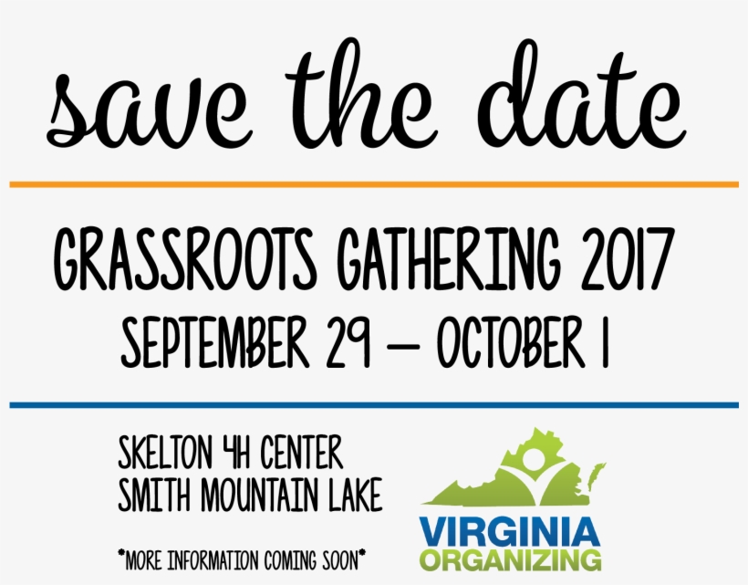 Grassroots Gathering 2017 Save The Date - Virginia Organizing, transparent png #299652