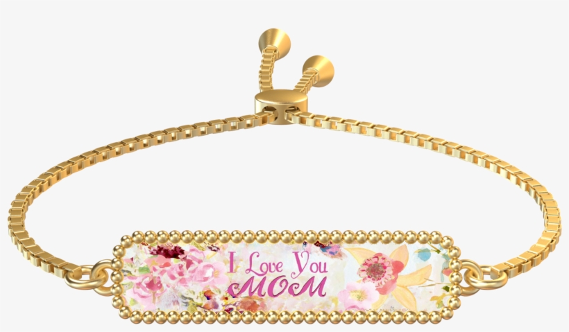 I Love You Mom Gold Rectangle Bracelet - Bracelet, transparent png #2900125