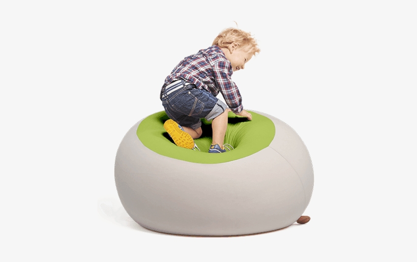 Beanbag Stanley Light Grey & Green - Sækkestol Til Børn, transparent png #2900242