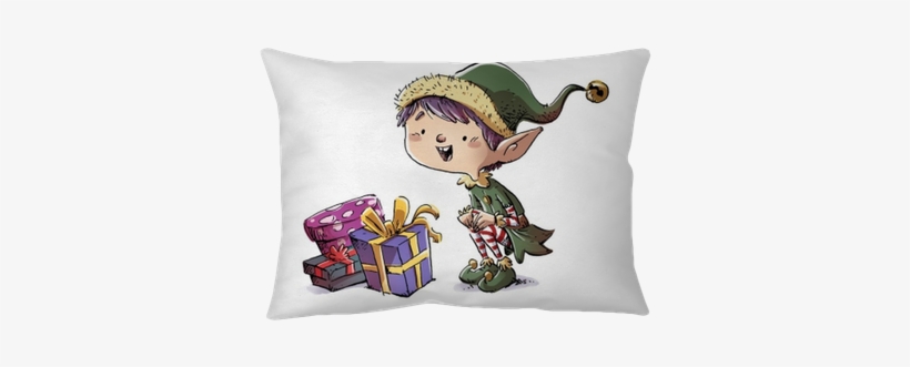 Duende De La Navidad Con Regalos Throw Pillow • Pixers® - Christmas Day, transparent png #2900519