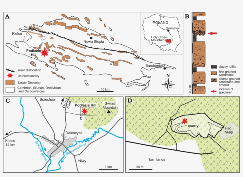 Map Of The Holy Cross Mountains Showing Distribution - Podłazie, Skarżysko County, transparent png #2900938