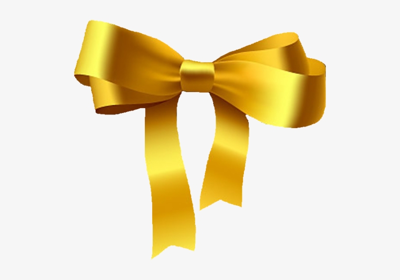 Bow - Golden Ribbon Bow Png, transparent png #2901271