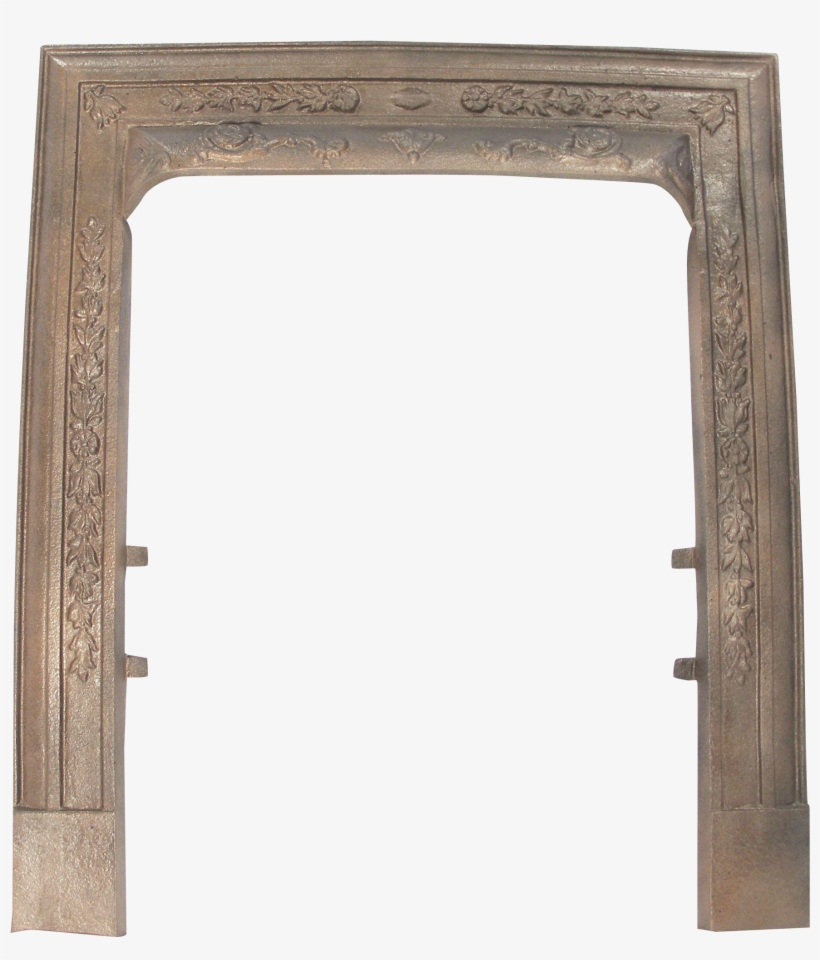 Antique Ornate Floral Design Victorian Cast Iron Fireplace - Door, transparent png #2901488