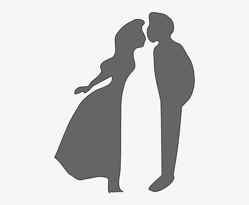 Kissing Clipart Shadow - Outline Of A Couple, transparent png #2902700