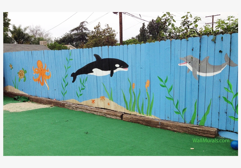 Wall Mural On Fence At Preschool - Painted Murals On Fences, transparent png #2904478