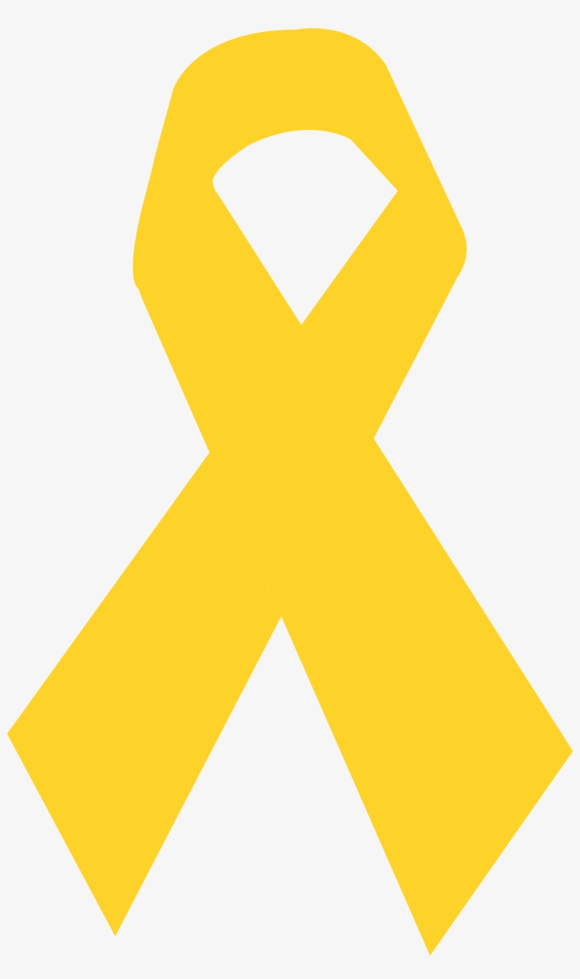 Laço De Fita Amarelo - Gold Cancer Ribbon Black Background, transparent png #2905387