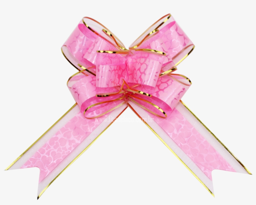 Laço Fácil Decorado Coração C/ Borda Dourada Rosa - Http/2, transparent png #2905580