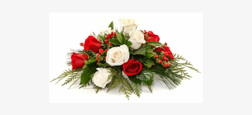Buy Christmas Table Centrepiece Arrangements - Red White Flowers Png, transparent png #2906813