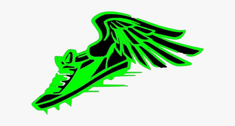Winged Foot, Green And Black Clip Art - Track Shoe With Wings Green, transparent png #2908064