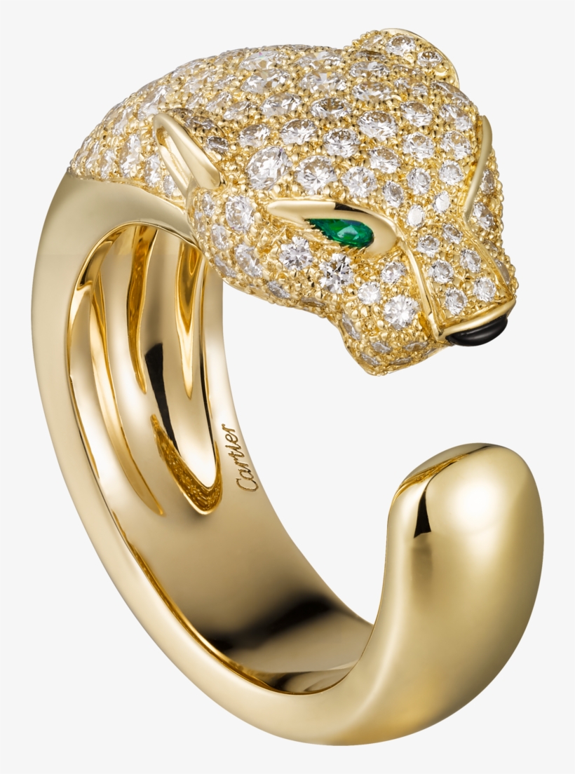 Panthère De Cartier Ringyellow Gold, Diamonds, Emeralds, - N4225000, transparent png #2909383