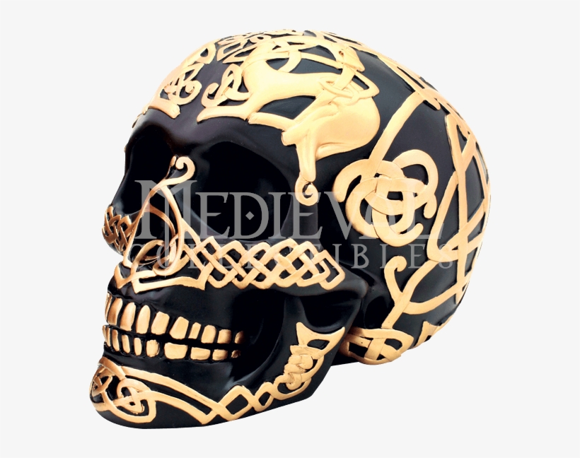 Black And Gold Celtic Skull - Skull, transparent png #2910092