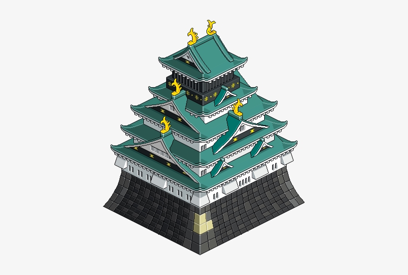 Pt Osakacastle 01t - Japanese Architecture Pixelart, transparent png #2910327