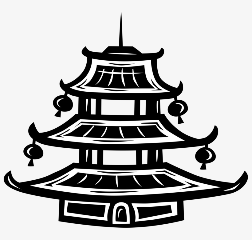 Vector Illustration Of Chinese Or Japanese Pagoda Buddhist - 廟 插圖, transparent png #2910444
