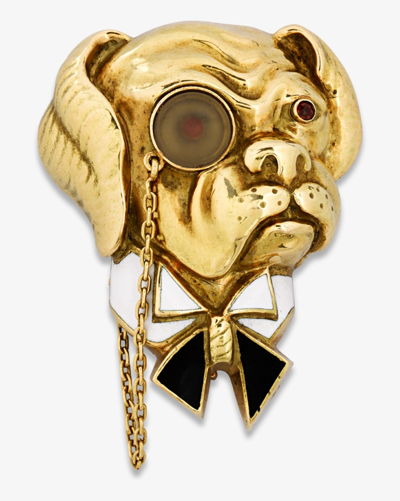 This 18k Yellow Gold Brooch Of An English Bulldog Is - Watch, transparent png #2910473