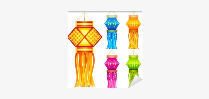 Vector Illustration Of Colorful Diwali Hanging Lantern - Diwali Hanging Lantern, transparent png #2911594