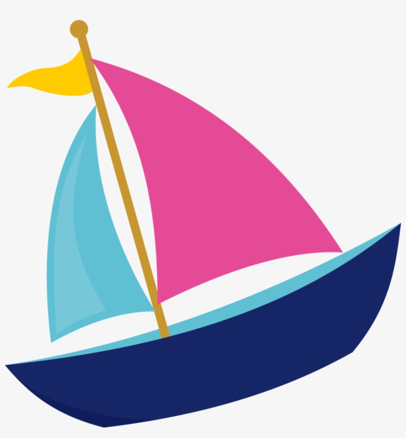 Sailboat Clipart File - Pink And Navy Sail Boat Clip Art, transparent png #2911994