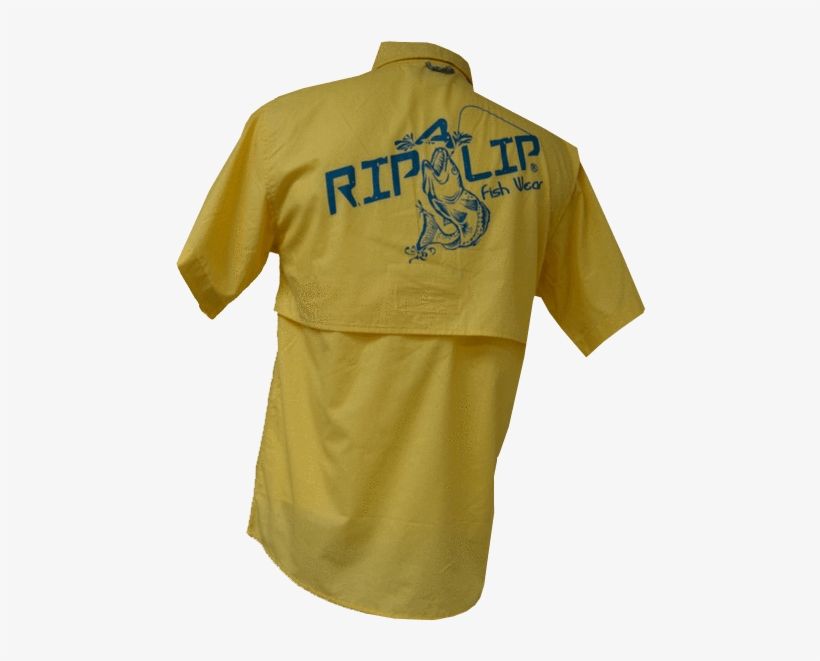 Men's Fishing Short Sleeve Button Down Shirt Yellow - Rip A Lip, transparent png #2912463